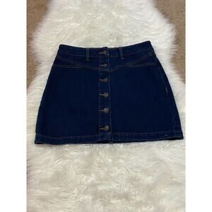 Pacsun Los Angeles Womens Skirt Button Up Belt Loops Cotton Denim Blue Size 27‎